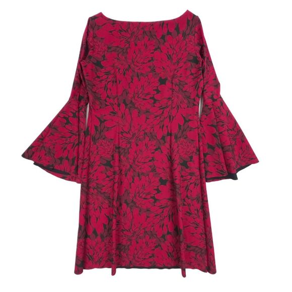 NEW Chiara Boni La Petite Robe Natalia Bell Sleeve Dress Red Floral Romantic 10 - Picture 5 of 6